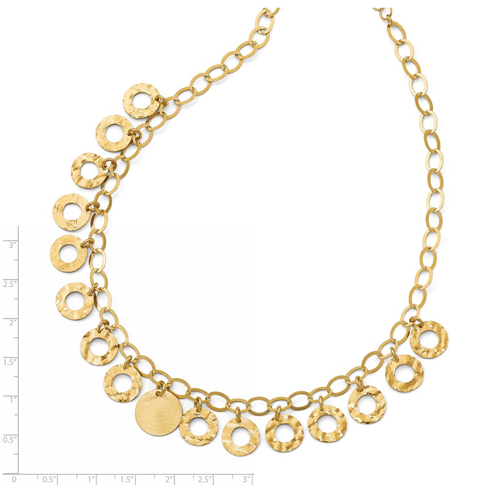 Sterling Silver Gold-Tone Circles W/ 2In Ext. Necklace