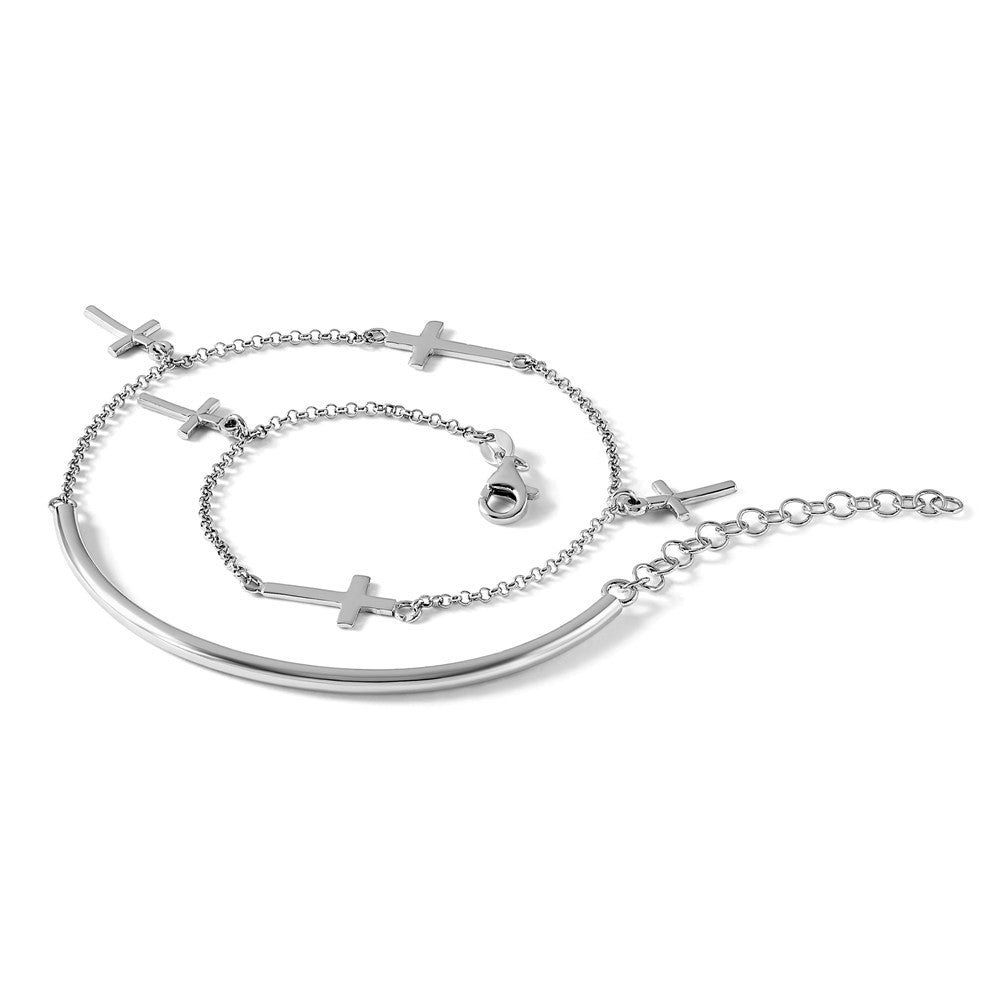 13-inch-sterling-silver-polished-crosses-w-2in-ext-wrap-bracelet