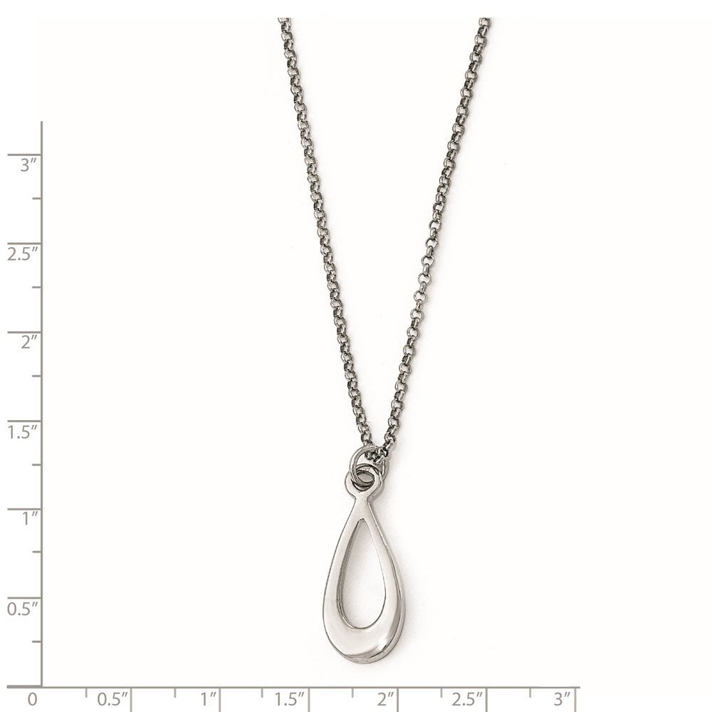 Sterling Silver Polished Teardrop W/1In Ext. Necklace