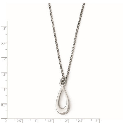 Sterling Silver Polished Teardrop W/1In Ext. Necklace