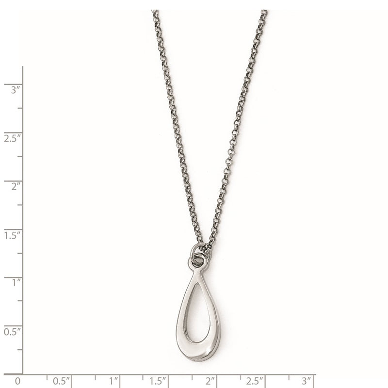 Sterling Silver Polished Teardrop W/1In Ext. Necklace