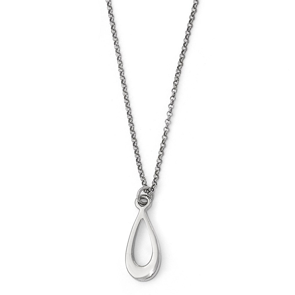 Sterling Silver Polished Teardrop W/1In Ext. Necklace
