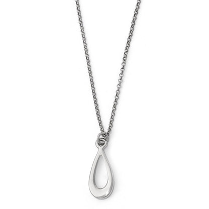 Sterling Silver Polished Teardrop W/1In Ext. Necklace
