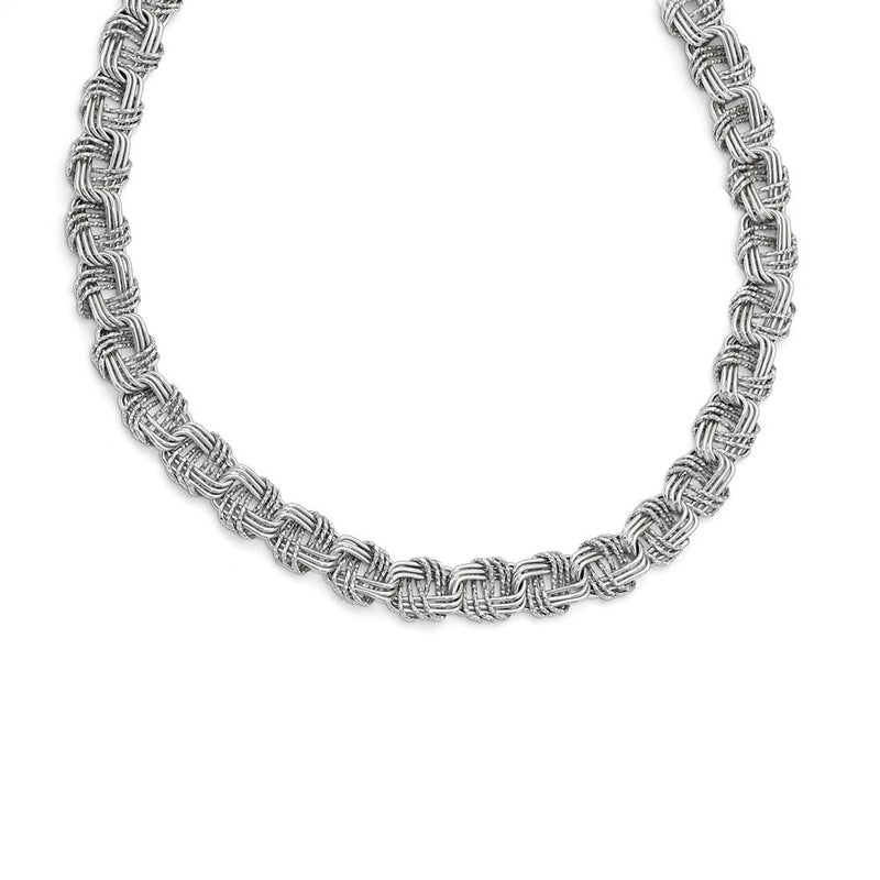 Sterling Silver Polished & Dc W/ Ext. Chain Necklace