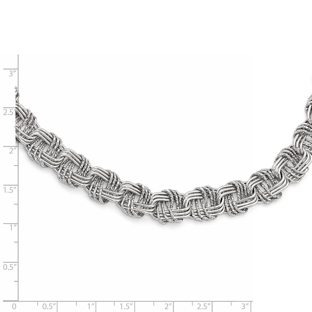 Sterling Silver Polished & Dc W/ Ext. Chain Necklace