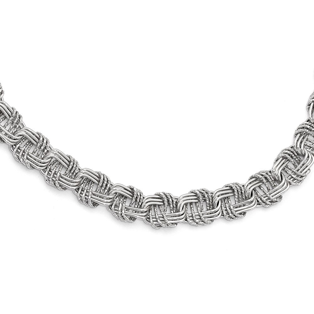 Sterling Silver Polished & Dc W/ Ext. Chain Necklace