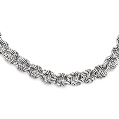 Sterling Silver Polished & Dc W/ Ext. Chain Necklace