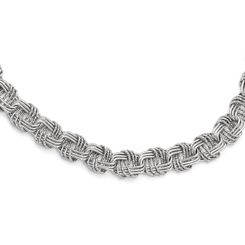 Sterling Silver Polished & Dc W/ Ext. Chain Necklace