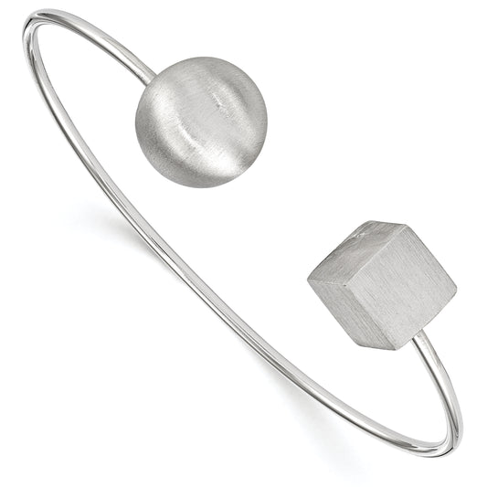 Sterling Silver Rhodium-Plated Radiant Essence Satin Bangle
