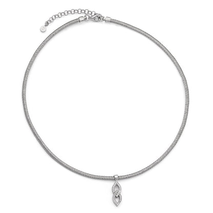 Sterling Silver Cz W/2In Ext. Necklace
