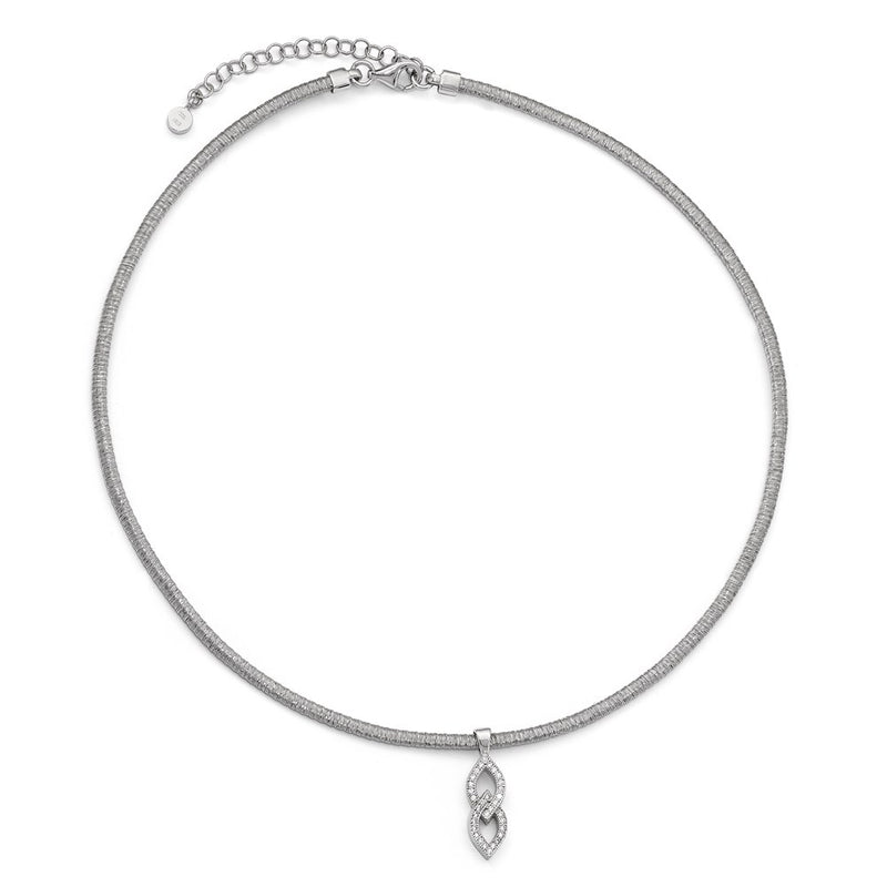 Sterling Silver Cz W/2In Ext. Necklace