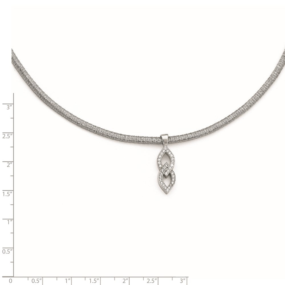Sterling Silver Cz W/2In Ext. Necklace