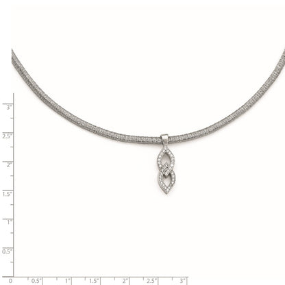 Sterling Silver Cz W/2In Ext. Necklace