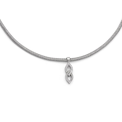 Sterling Silver Cz W/2In Ext. Necklace