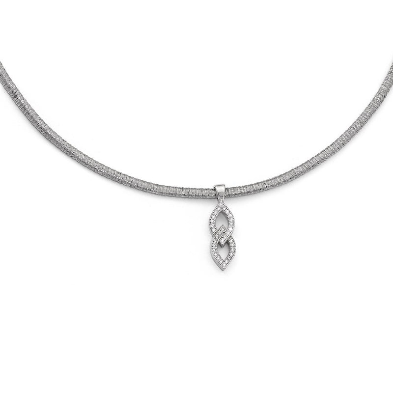 Sterling Silver Cz W/2In Ext. Necklace