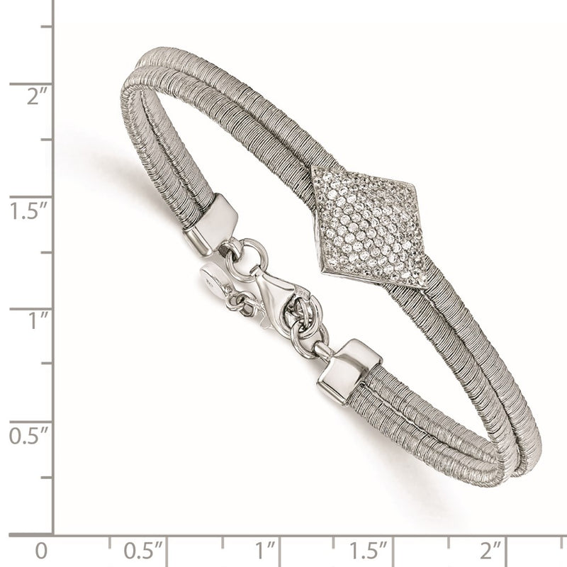 7 Inch Sterling Silver Cz W/1In Ext. Bracelet