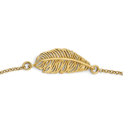 Ss/Gold Plated Sterling Silver Gold-Plated Leaf W/1.5In Ext. Necklace