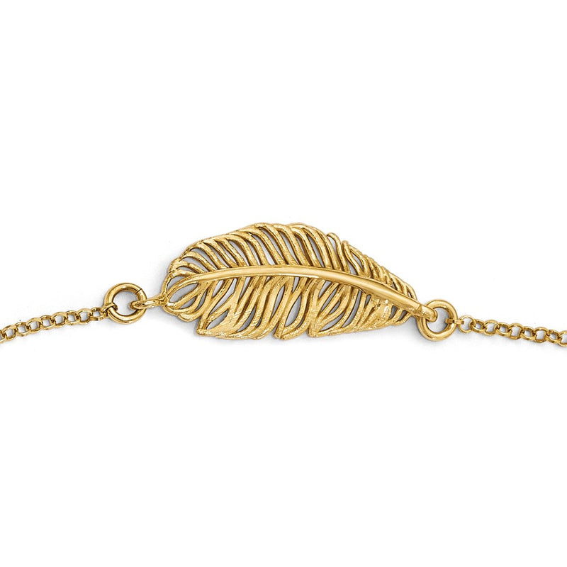 Ss/Gold Plated Sterling Silver Gold-Plated Leaf W/1.5In Ext. Necklace