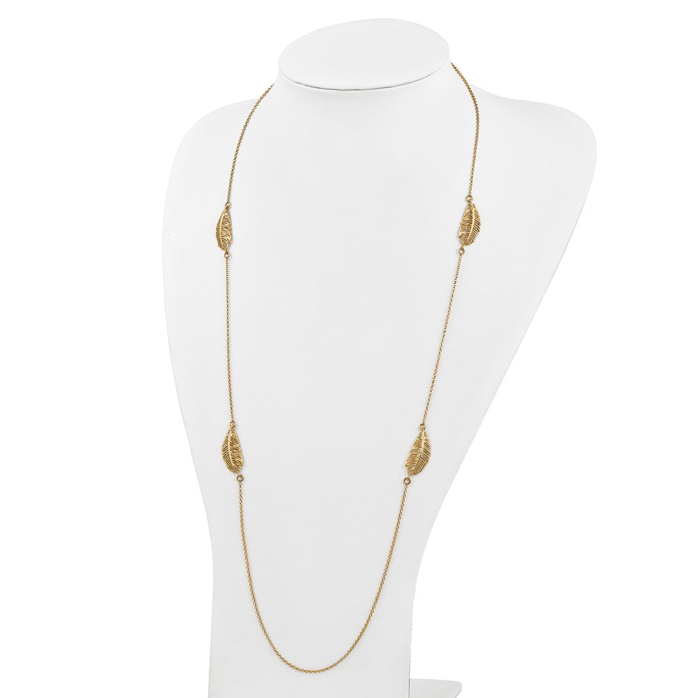 Ss/Gold Plated Sterling Silver Gold-Plated Leaf W/1.5In Ext. Necklace