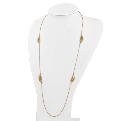 Ss/Gold Plated Sterling Silver Gold-Plated Leaf W/1.5In Ext. Necklace
