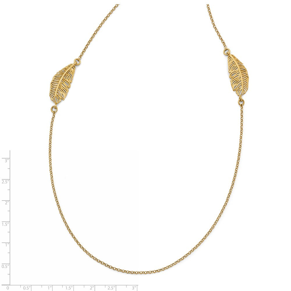Ss/Gold Plated Sterling Silver Gold-Plated Leaf W/1.5In Ext. Necklace