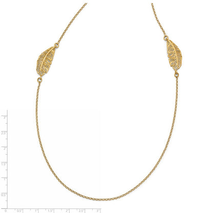 Ss/Gold Plated Sterling Silver Gold-Plated Leaf W/1.5In Ext. Necklace