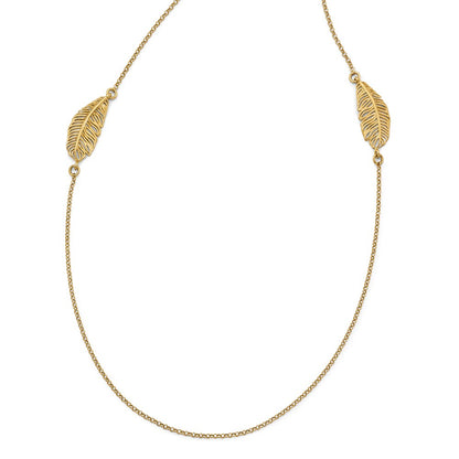 Ss/Gold Plated Sterling Silver Gold-Plated Leaf W/1.5In Ext. Necklace