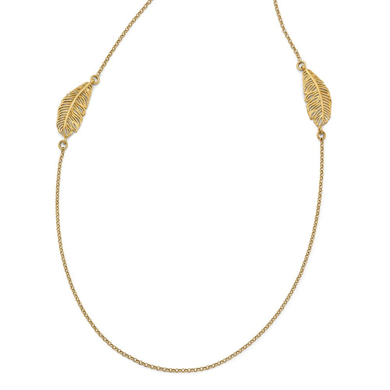 Ss/Gold Plated Sterling Silver Gold-Plated Leaf W/1.5In Ext. Necklace