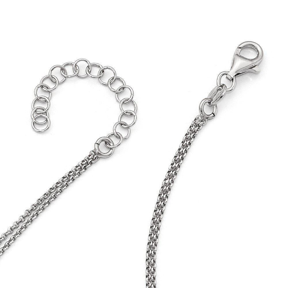 Sterling Silver Fancy Double Rose-Tone Bar W/2In Ext. Necklace