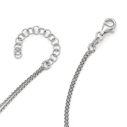 Sterling Silver Fancy Double Rose-Tone Bar W/2In Ext. Necklace