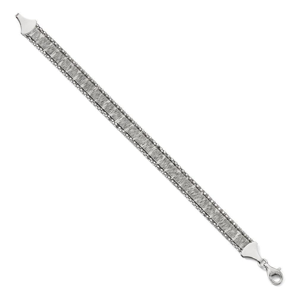 7.5 Inch Sterling Silver Rhodium-Plated Bracelet