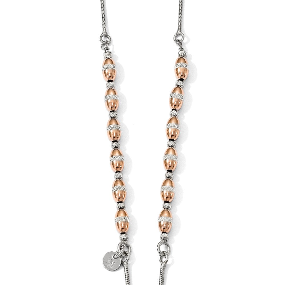 Ss/Gold Plated Sterling Silver Rose Gold-Plated D/C Adjustable Necklace
