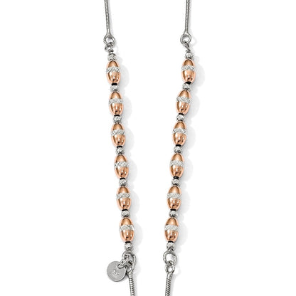 Ss/Gold Plated Sterling Silver Rose Gold-Plated D/C Adjustable Necklace