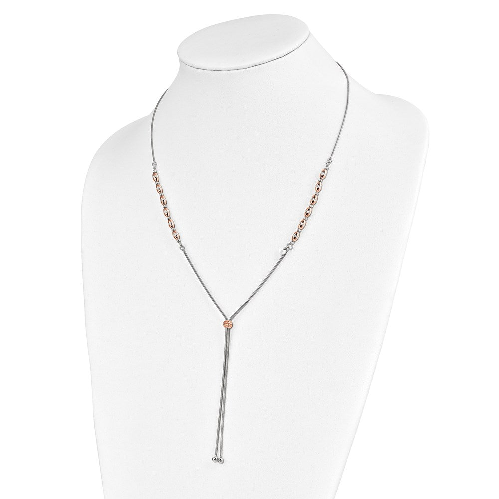 Ss/Gold Plated Sterling Silver Rose Gold-Plated D/C Adjustable Necklace