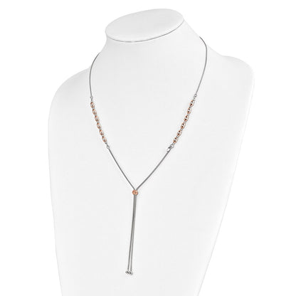 Ss/Gold Plated Sterling Silver Rose Gold-Plated D/C Adjustable Necklace