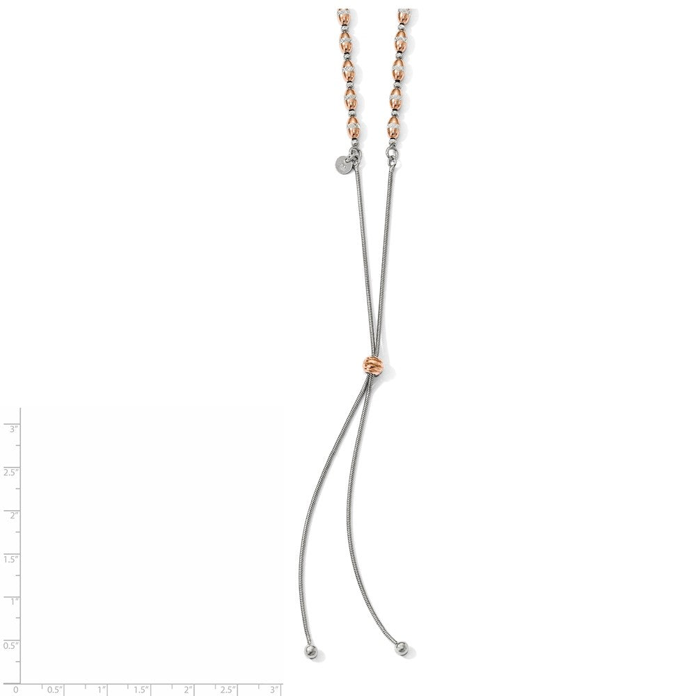 Ss/Gold Plated Sterling Silver Rose Gold-Plated D/C Adjustable Necklace