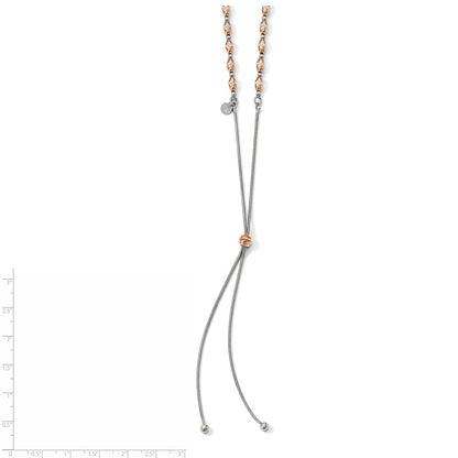 Ss/Gold Plated Sterling Silver Rose Gold-Plated D/C Adjustable Necklace