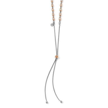 Ss/Gold Plated Sterling Silver Rose Gold-Plated D/C Adjustable Necklace