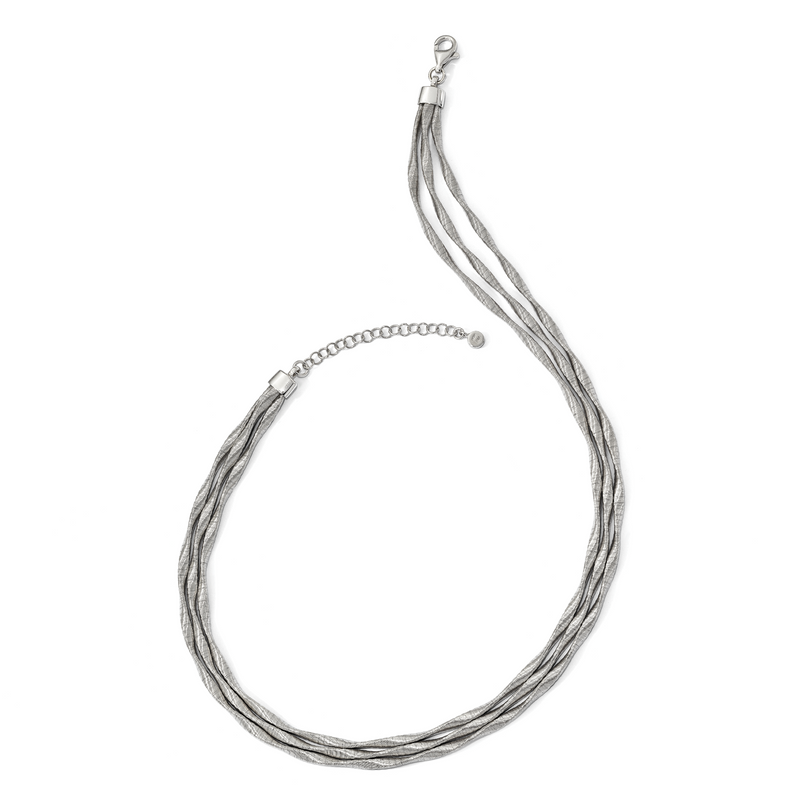 Sterling Silver Rhodium-Plated 3-Strand With 2In Ext. Necklace