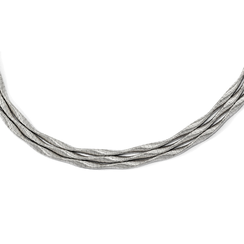 Sterling Silver Rhodium-Plated 3-Strand With 2In Ext. Necklace