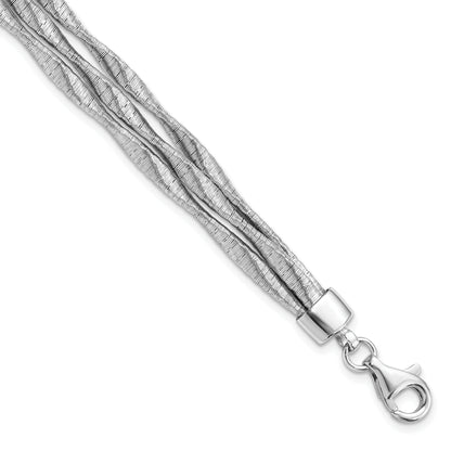 7 Inch Sterling Silver Rhodium-Plated 3-Strand With 1In Ext. Bracelet