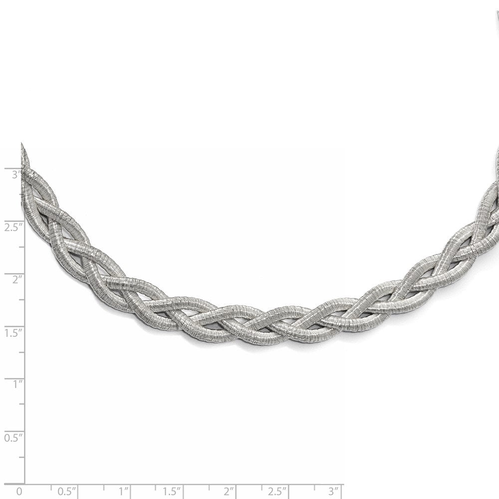 Sterling Silver Rhodium-Plated Braided With 2In Ext. Necklace