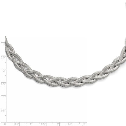 Sterling Silver Rhodium-Plated Braided With 2In Ext. Necklace