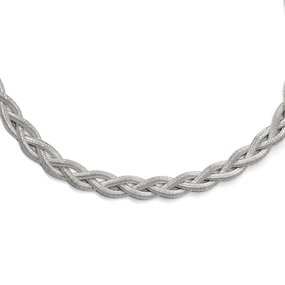 Sterling Silver Rhodium-Plated Braided With 2In Ext. Necklace