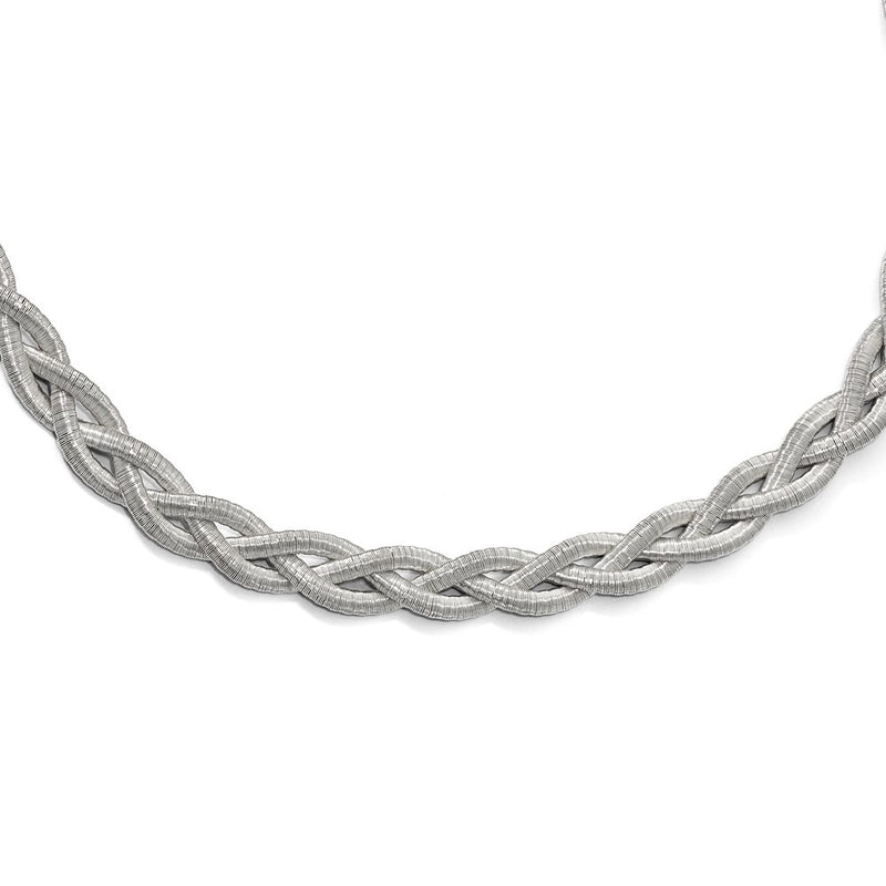 Sterling Silver Rhodium-Plated Braided With 2In Ext. Necklace