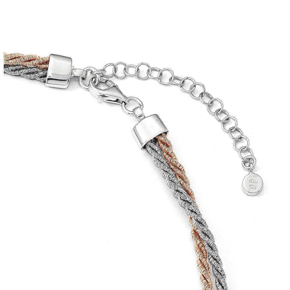 Sterling Silver Rose Gold-Tone With 2In Ext. Necklace