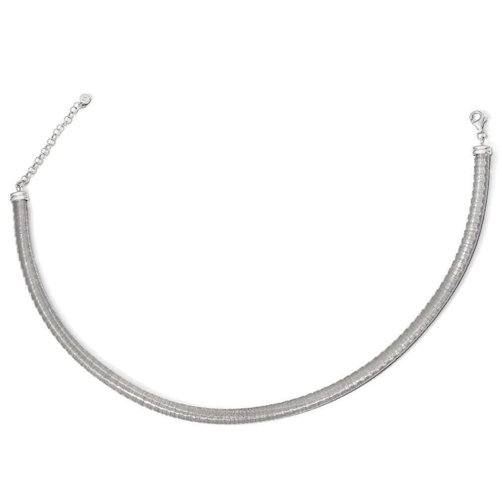 Sterling Silver Rhodium-Plated With Ext. Chain Necklace
