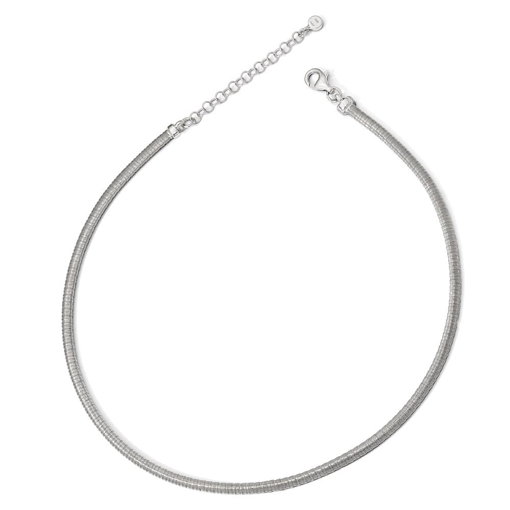 Sterling Silver Rhodium-Plated With 2In Ext. Necklace