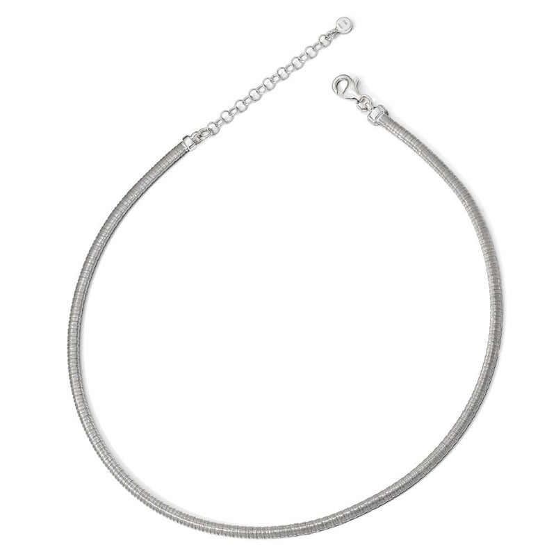 Sterling Silver Rhodium-Plated With 2In Ext. Necklace