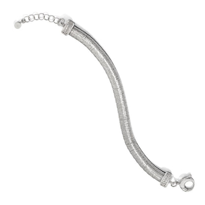 7 Inch Sterling Silver Rhodium-Plated Cz With 1In Ext. Bracelet